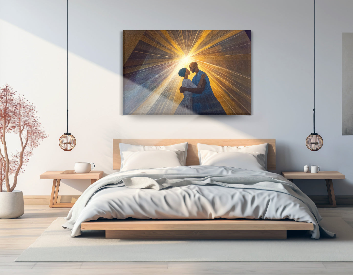 Black Mother and Child Black family wall art displayed as bedroom wall decor