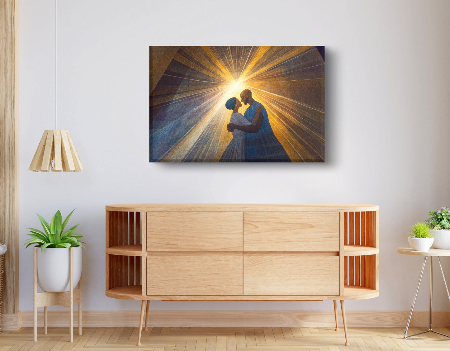 Black Mother and Child Black family wall art displayed as living room wall decor