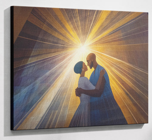 Black Mother and Child Black family wall art canvas print with visible wall art format