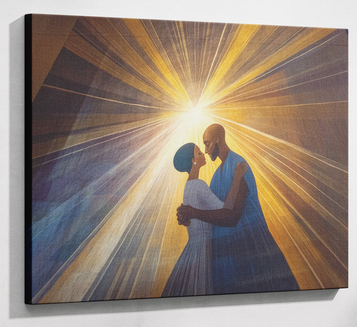 Black Mother and Child Black family wall art canvas print with visible wall art format
