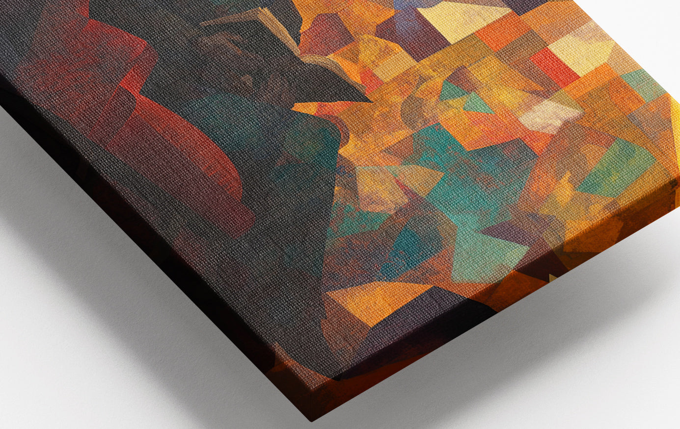 Close-up of Black Man Reading Abstract African American wall art detail