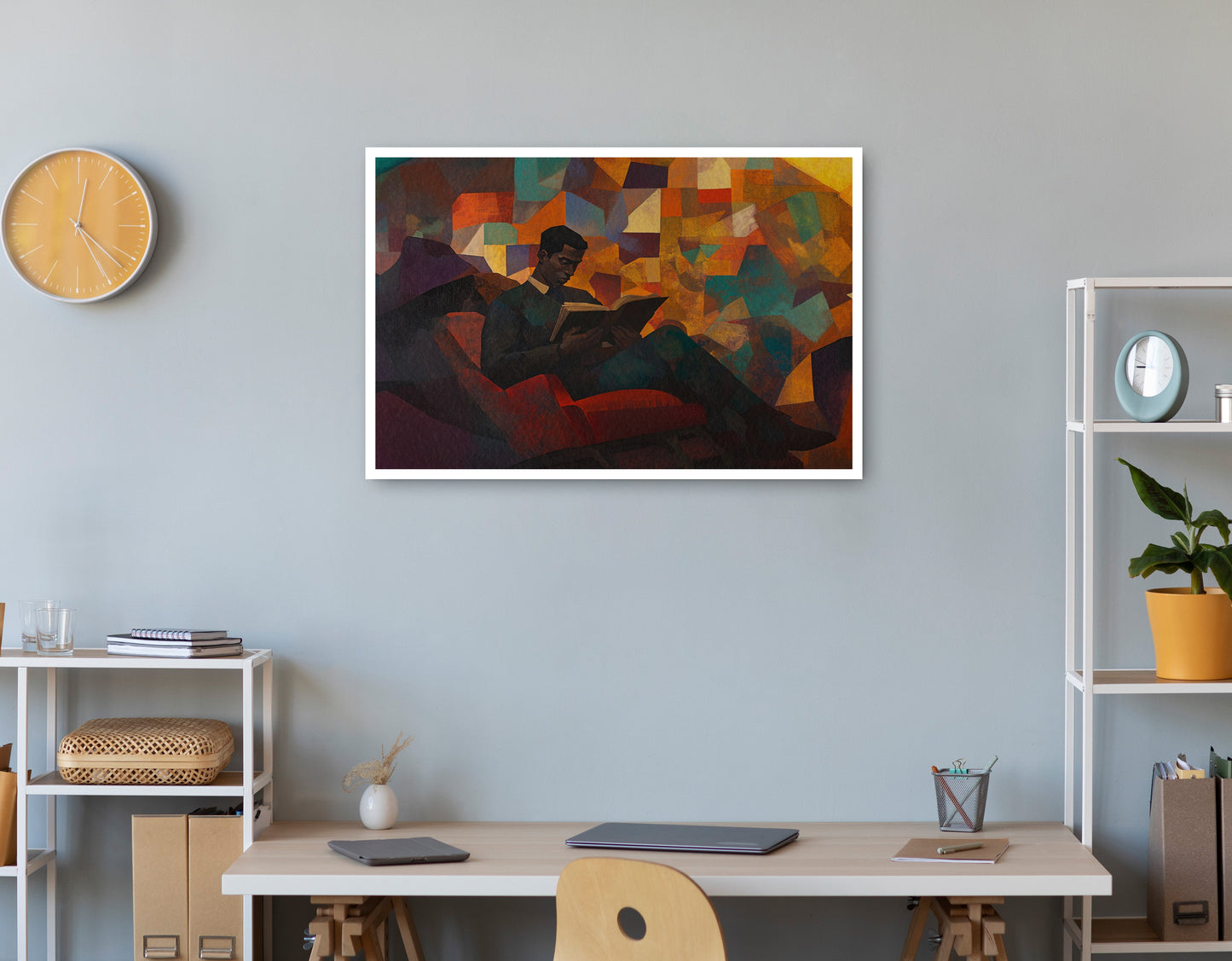 Black Man Reading Abstract African American wall art print view