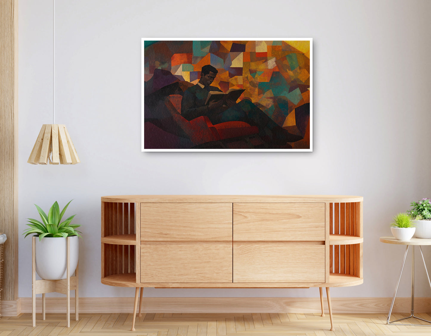 Alternate view of Black Man Reading Abstract African American wall art canvas print