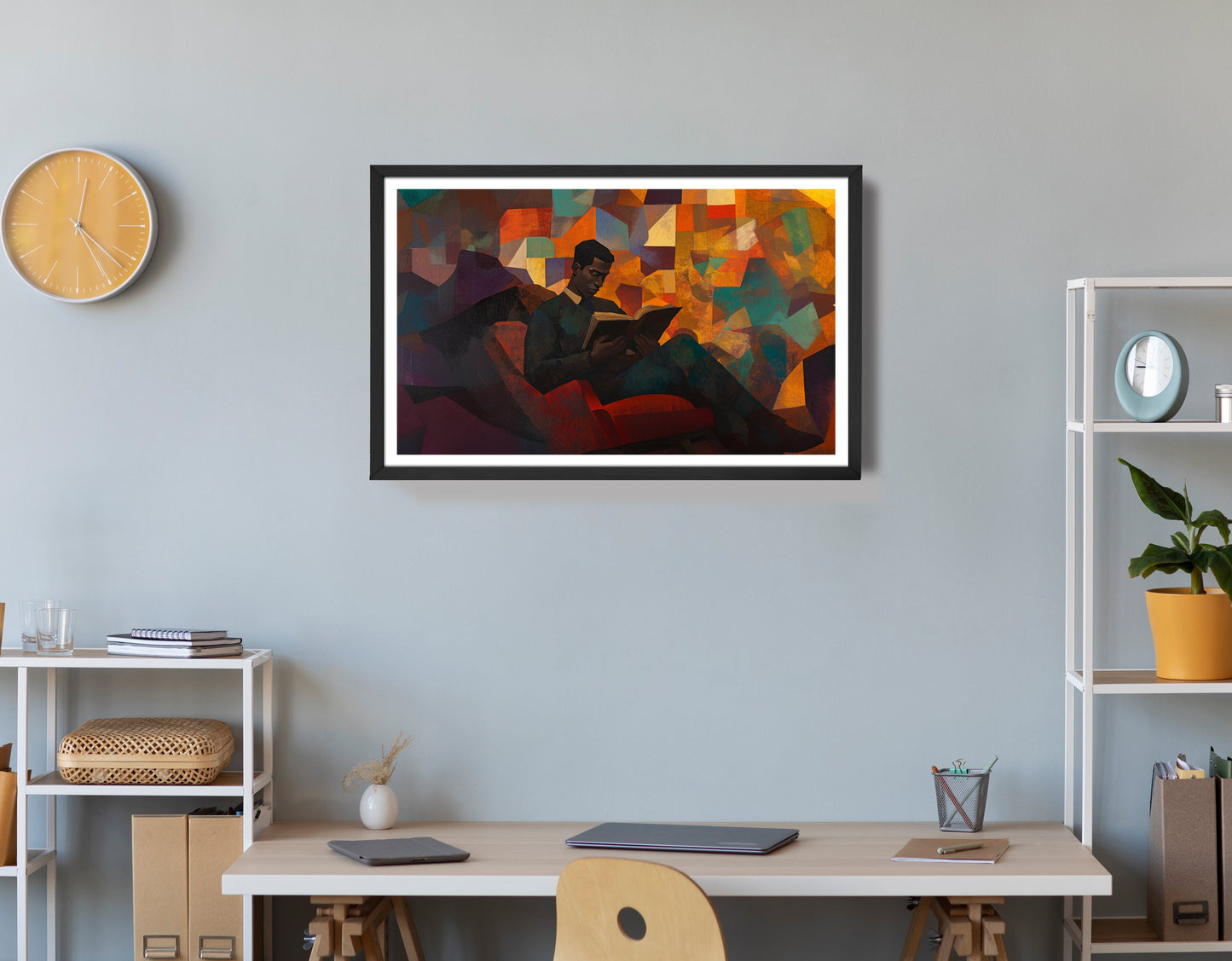 Black Man Reading Abstract African American wall art view 72