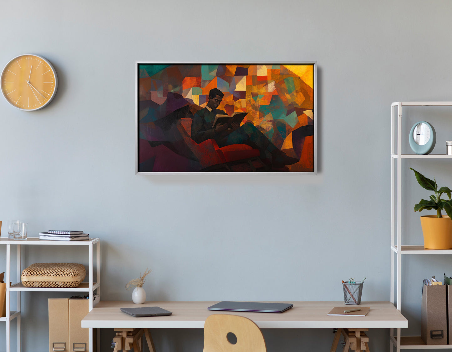 Black Man Reading Abstract African American wall art view 60