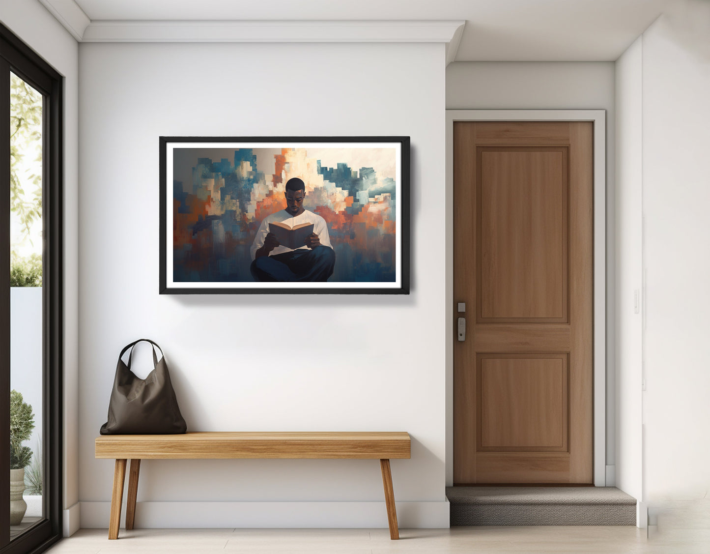 Black Man Reading Cityscape African American wall art view 71