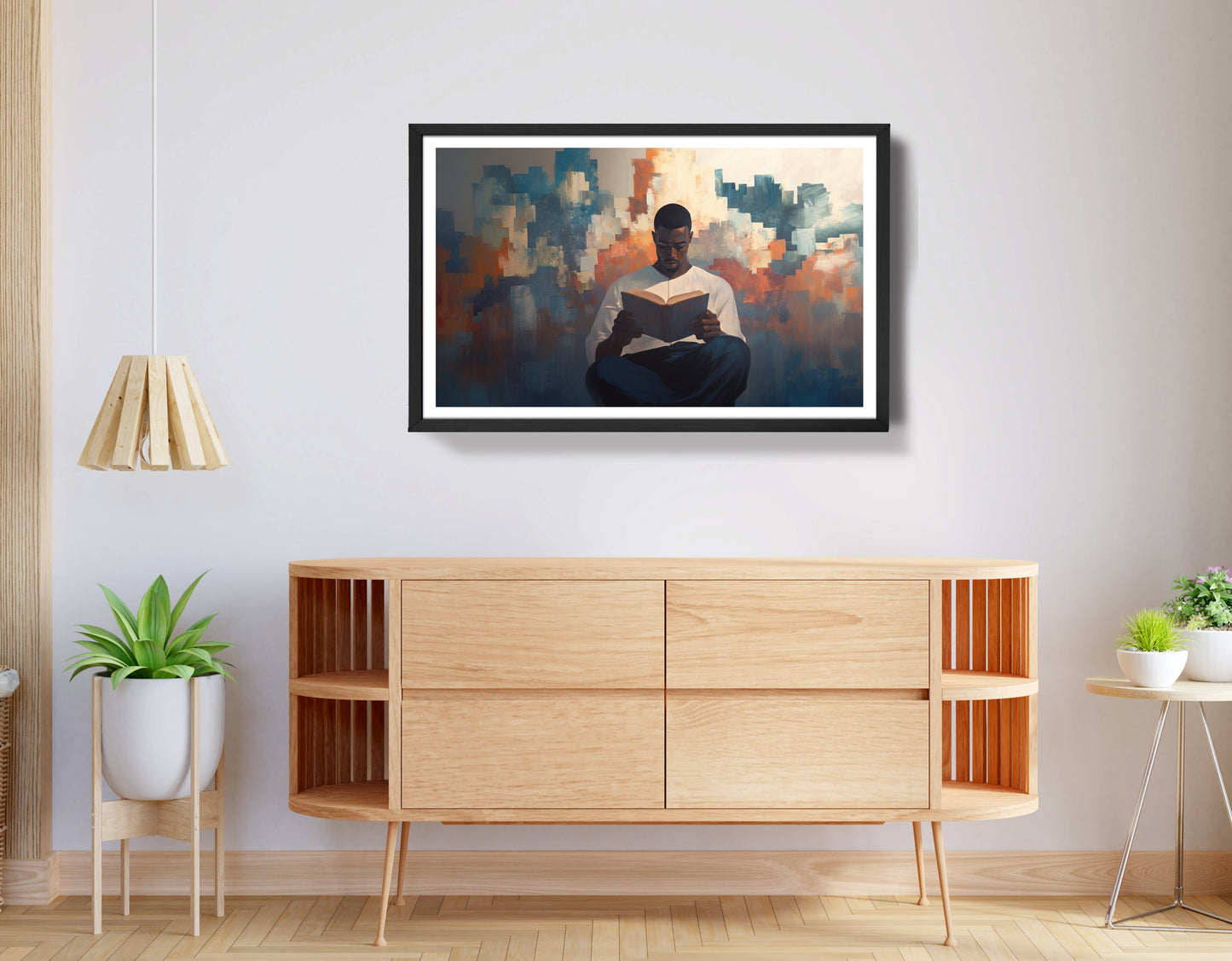Black Man Reading Cityscape African American wall art view 68