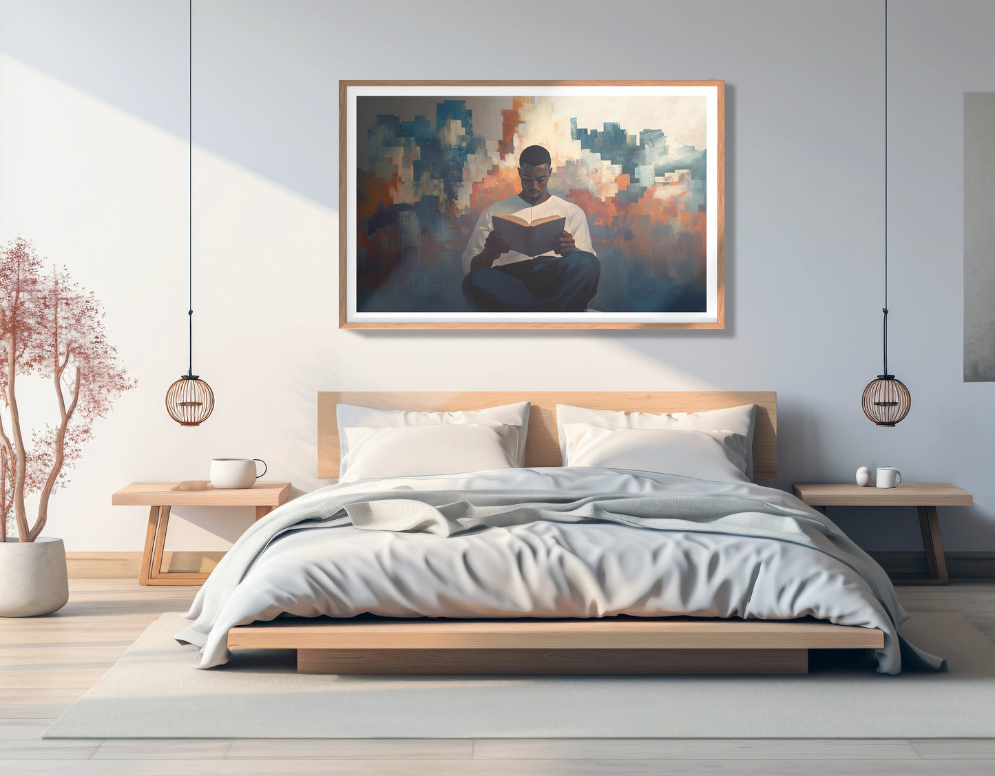 Black Man Reading Cityscape African American wall art view 81