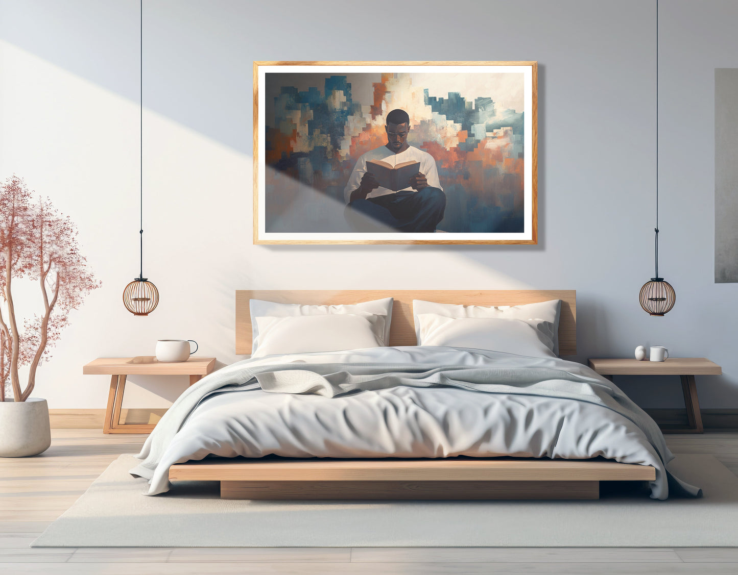 Black Man Reading Cityscape African American wall art view 75