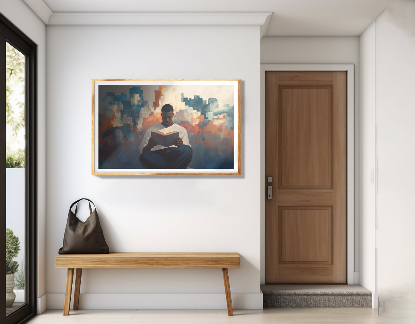 Black Man Reading Cityscape African American wall art view 77