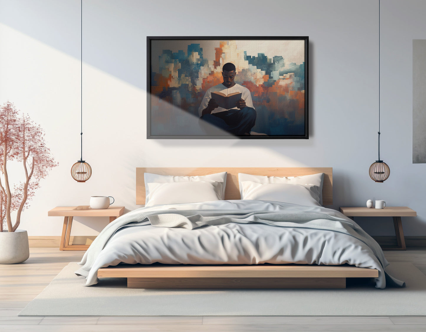 Black Man Reading Cityscape African American wall art view 27
