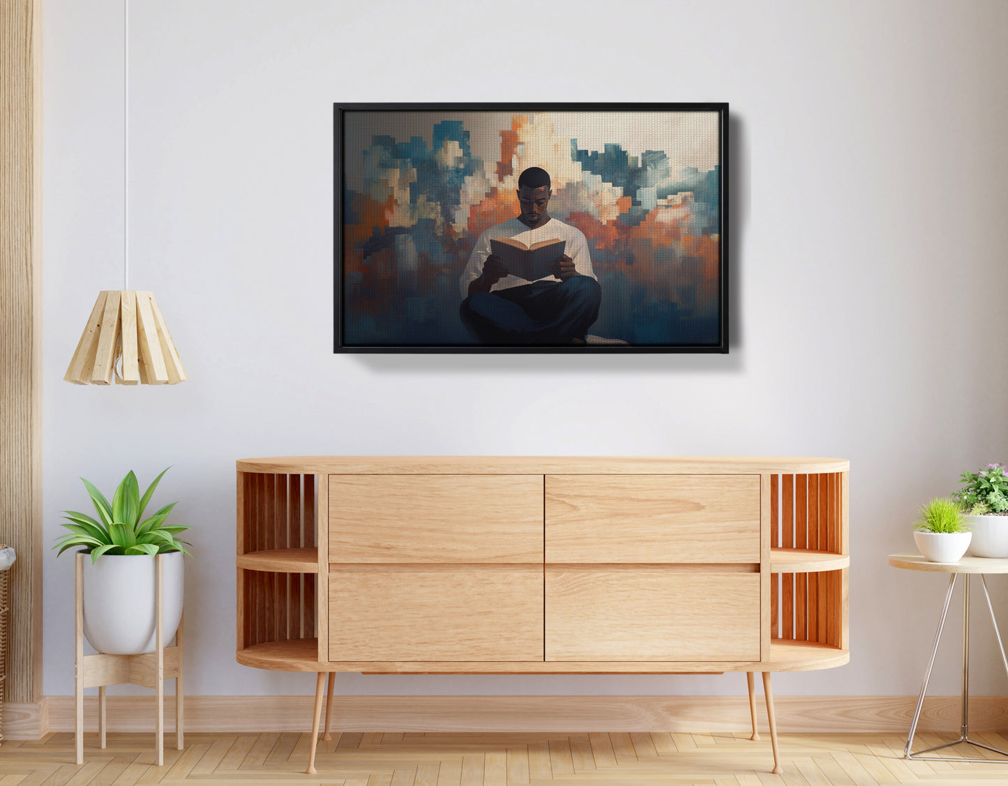 Black Man Reading Cityscape African American wall art view 26