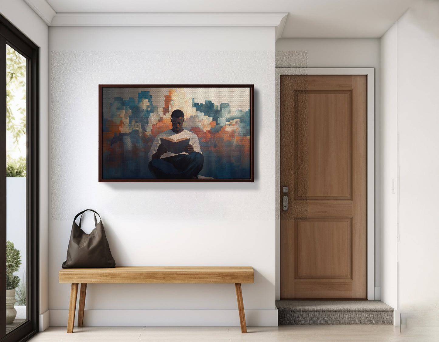Black Man Reading Cityscape African American wall art view 35