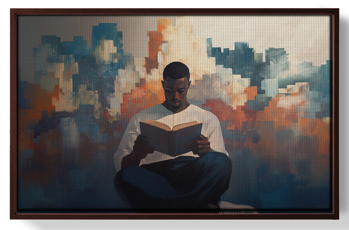 Black Man Reading Cityscape African American wall art view 31