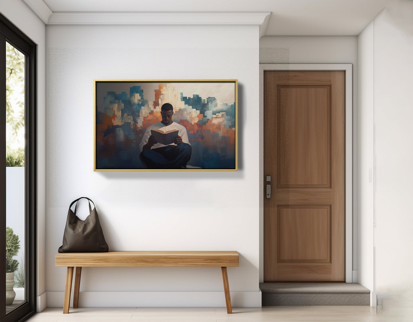 Black Man Reading Cityscape African American wall art view 41