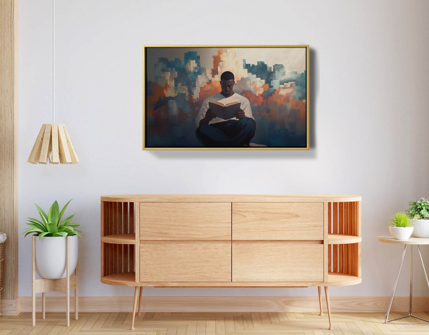 Black Man Reading Cityscape African American wall art view 38