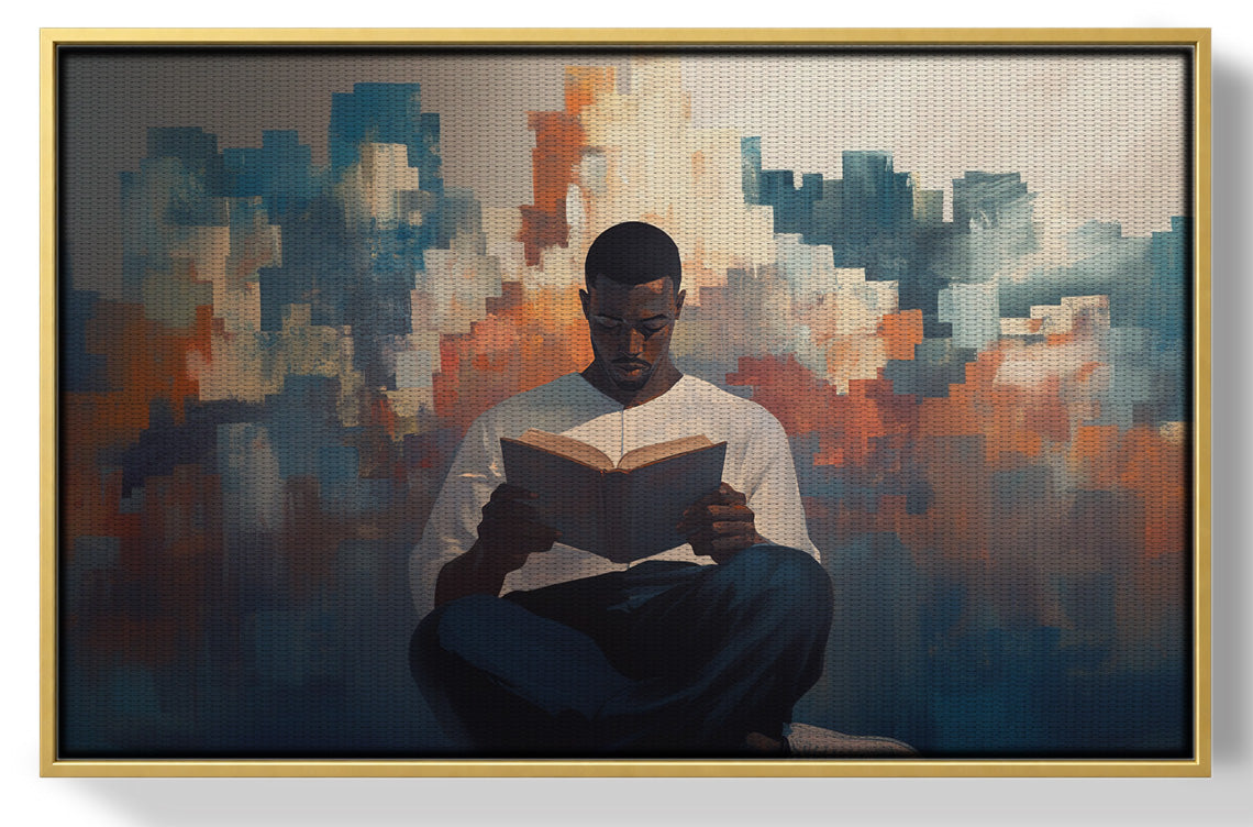 Black Man Reading Cityscape African American wall art view 37