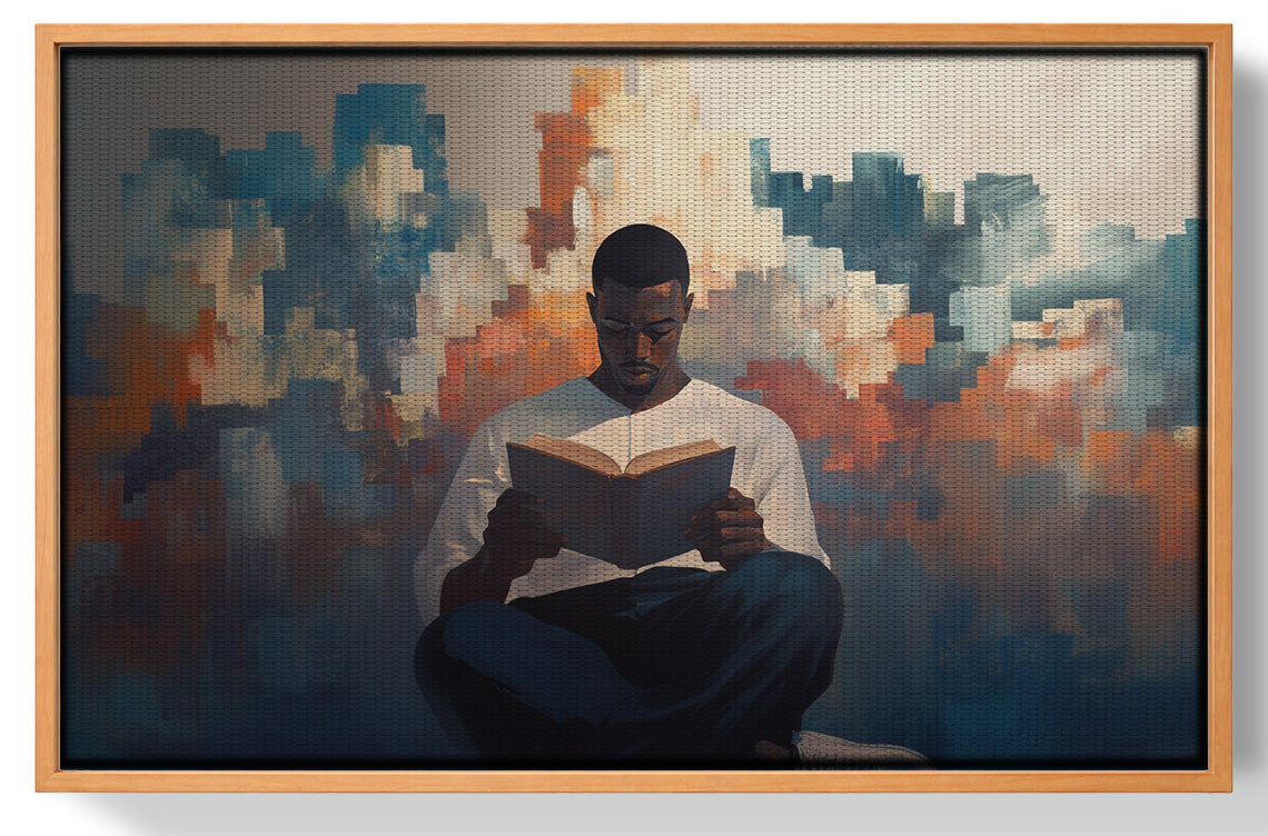 Black Man Reading Cityscape African American wall art view 43