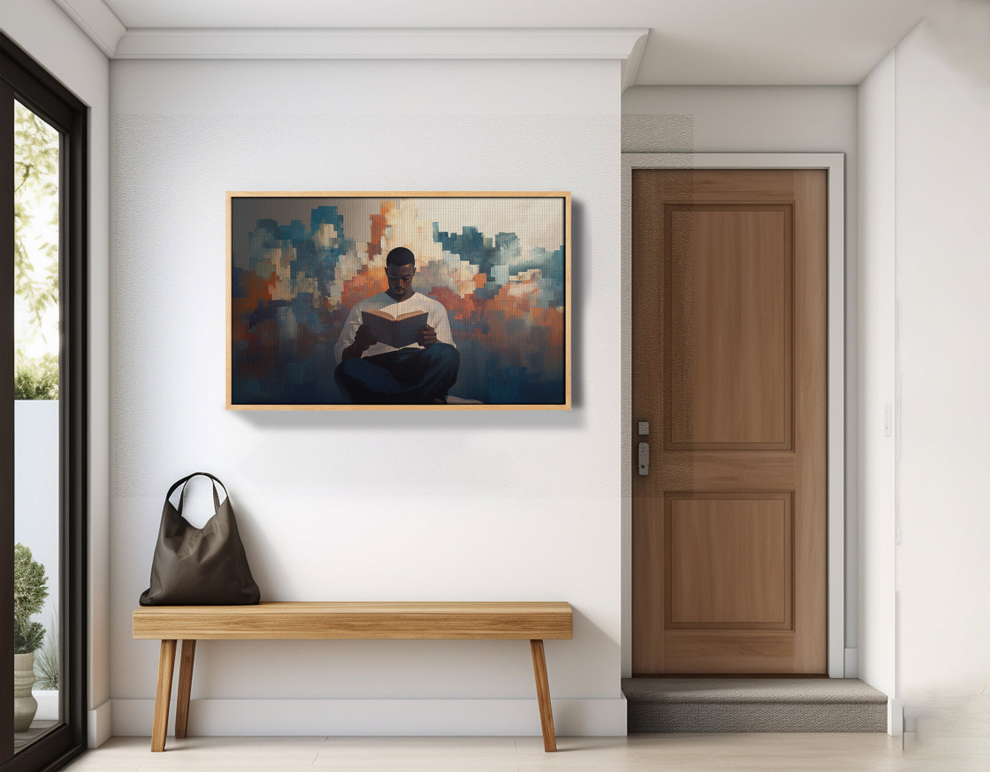 Black Man Reading Cityscape African American wall art view 53