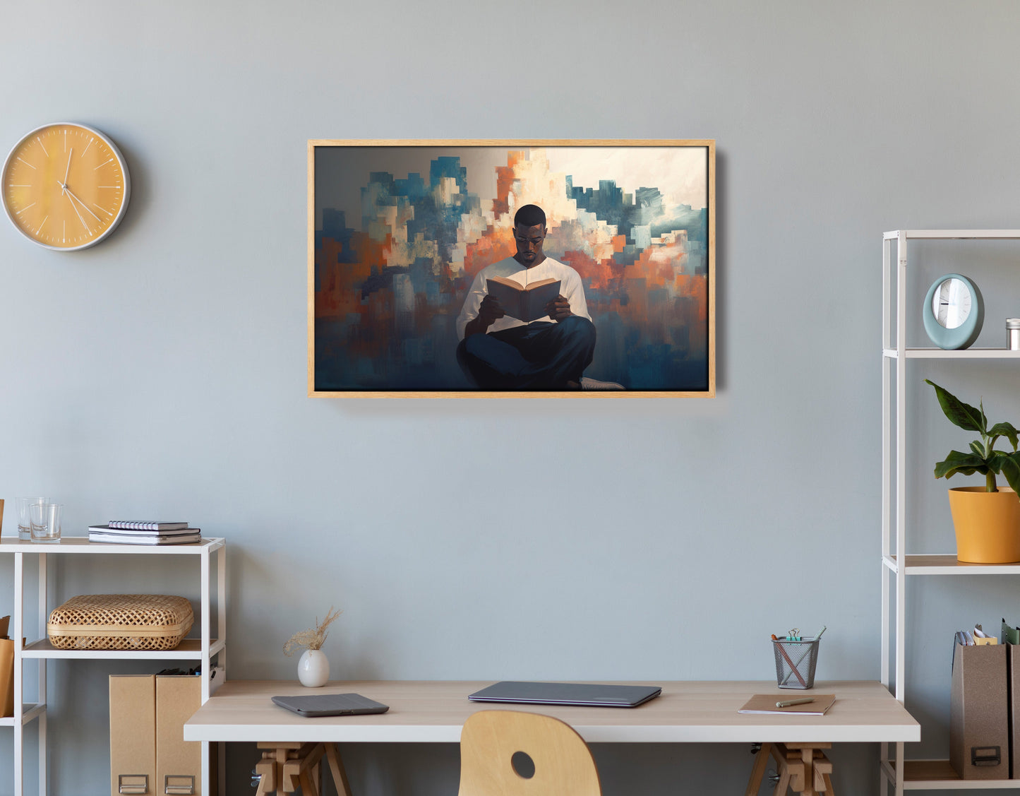 Black Man Reading Cityscape African American wall art view 54