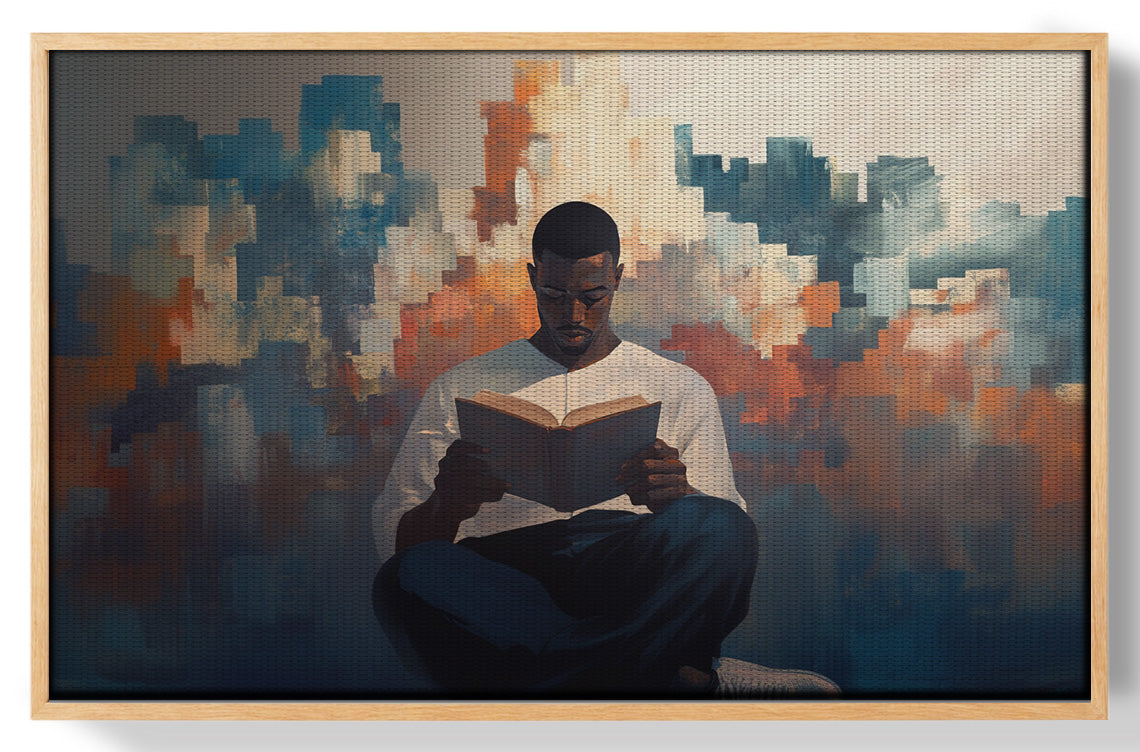 Black Man Reading Cityscape African American wall art view 49