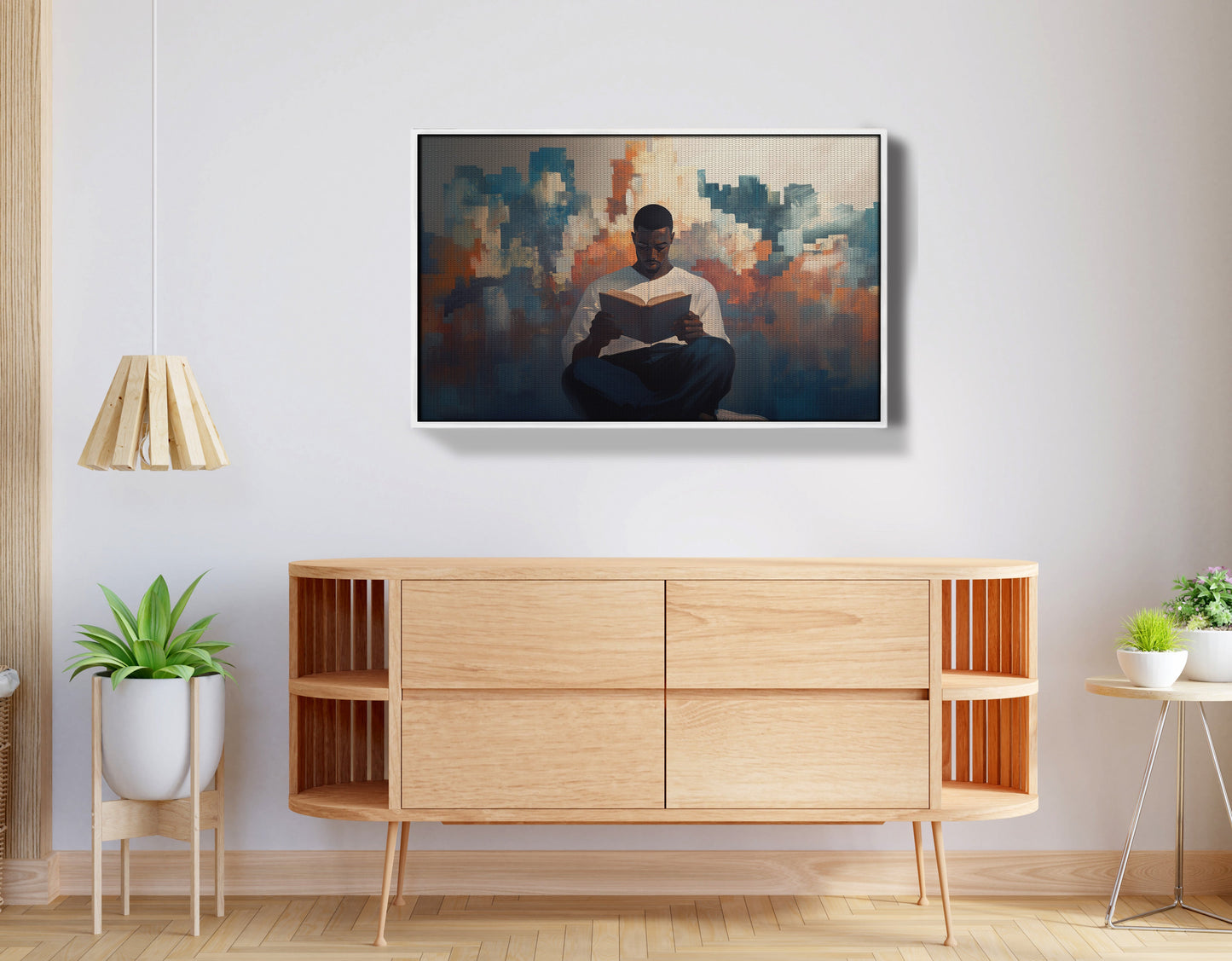 Black Man Reading Cityscape African American wall art view 62