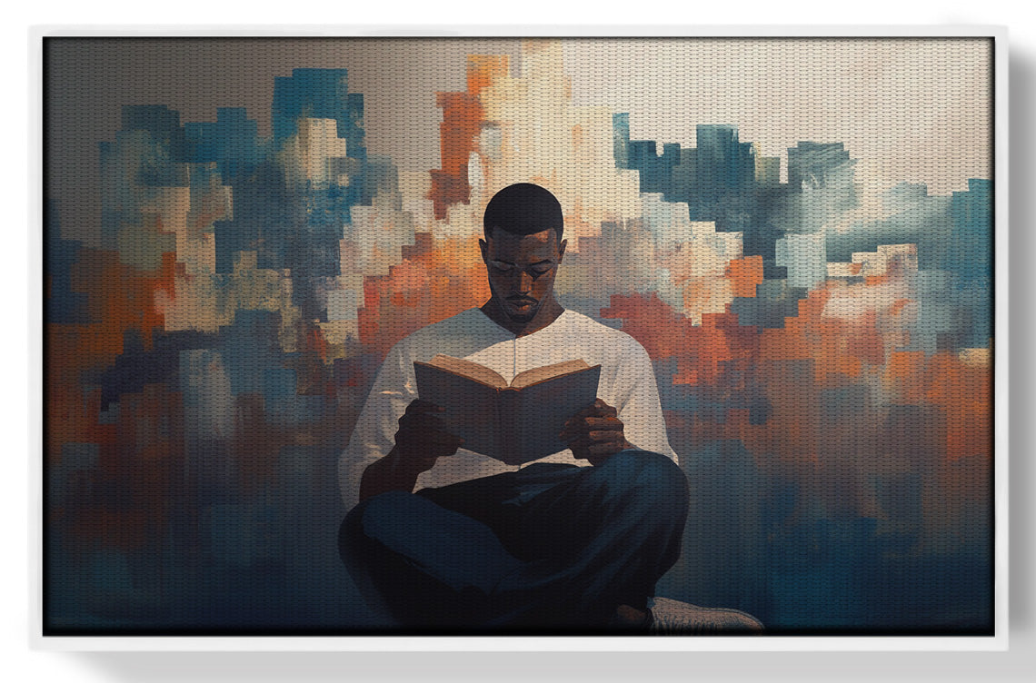 Black Man Reading Cityscape African American wall art view 61