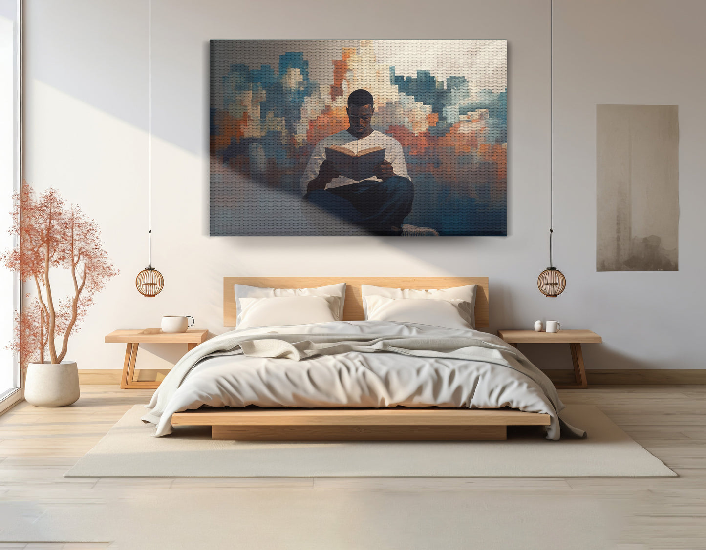 Black Man Reading Cityscape African American wall art view 15