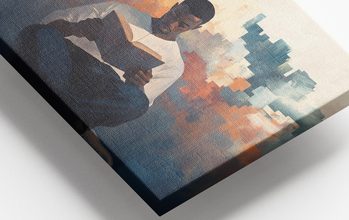 Black Man Reading Cityscape African American wall art view 16