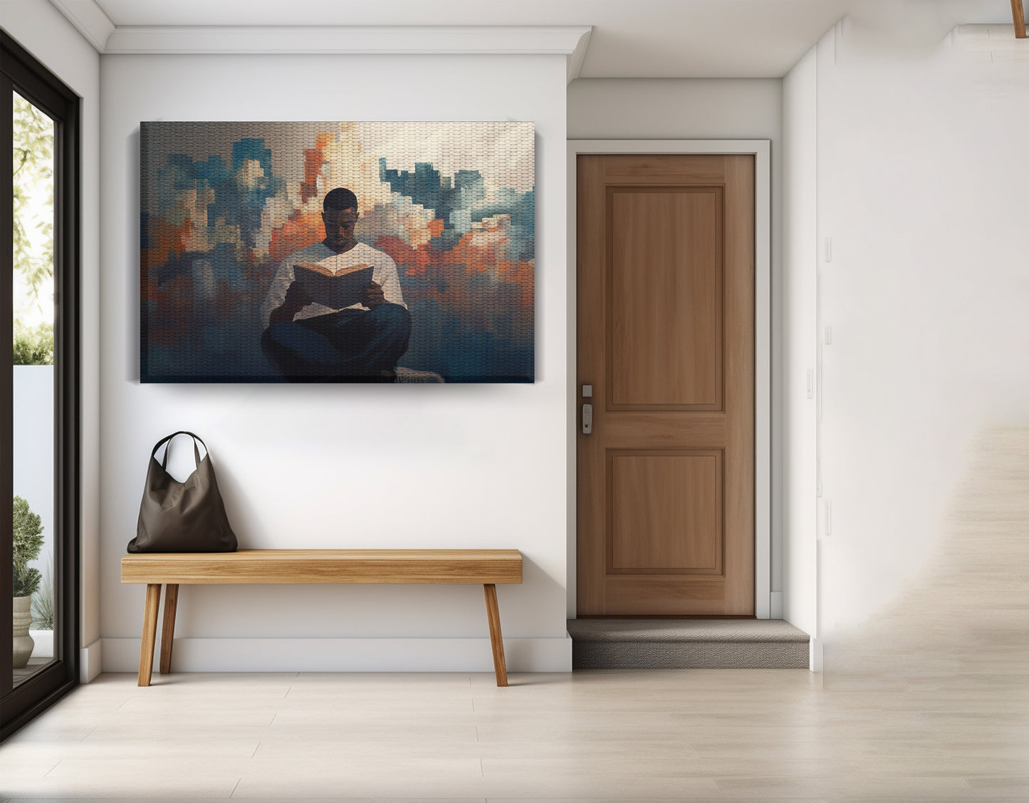 Black Man Reading Cityscape African American wall art view 17