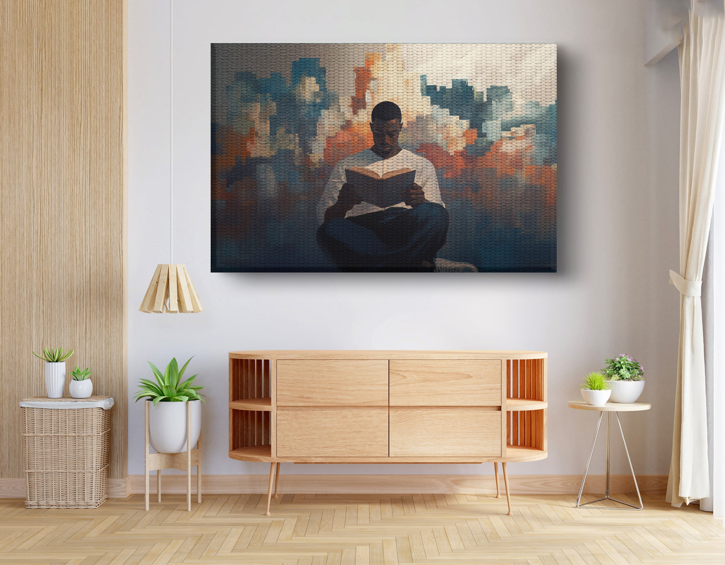 Black Man Reading Cityscape African American wall art view 14