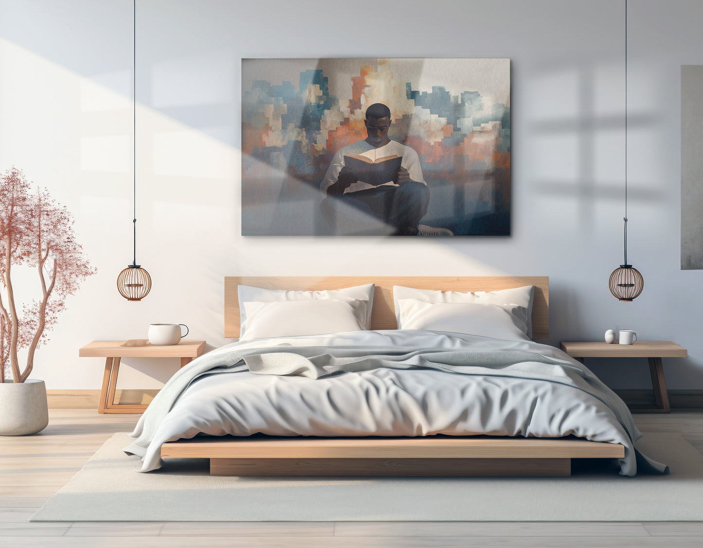 Black Man Reading Cityscape African American wall art view 21