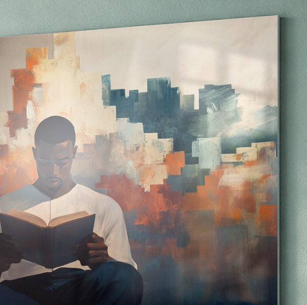 Black Man Reading Cityscape African American wall art view 22