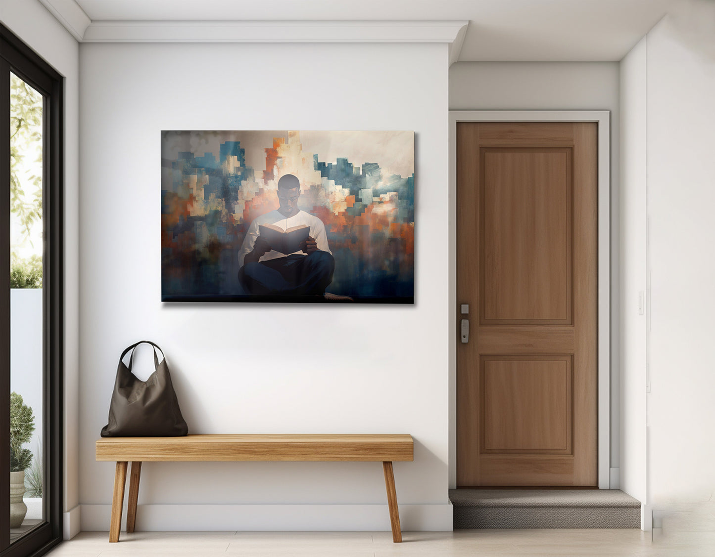 Black Man Reading Cityscape African American wall art view 23
