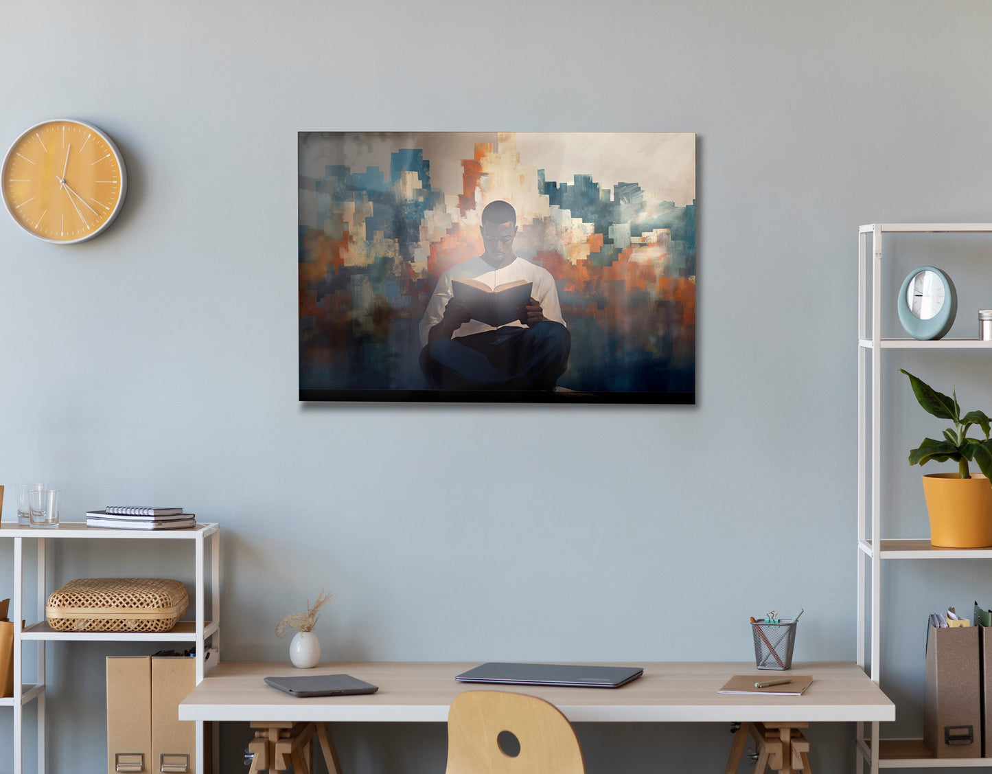 Black Man Reading Cityscape African American wall art view 24