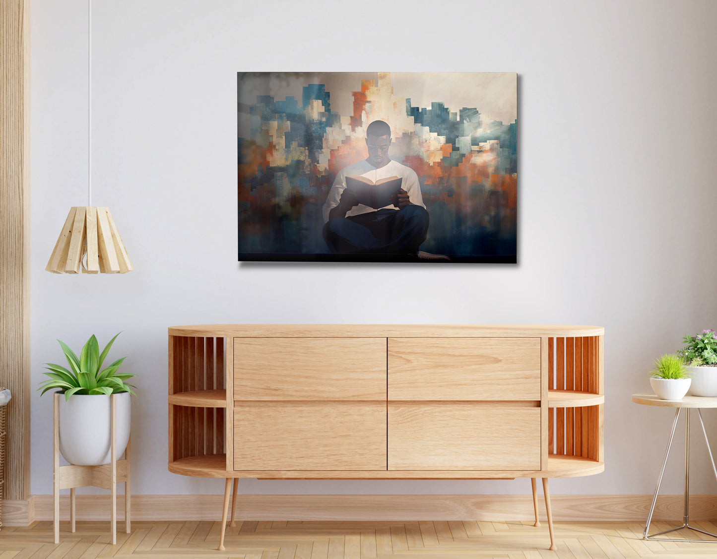 Black Man Reading Cityscape African American wall art view 20