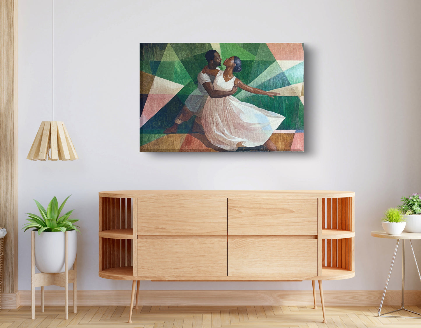 Black Couple Dancing Black love wall art displayed as living room wall decor