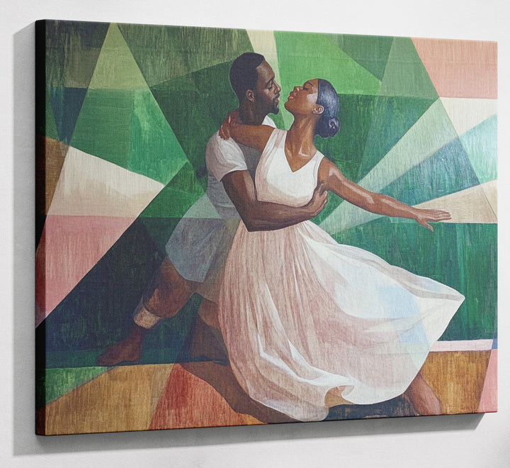 Black Couple Dancing Black love wall art canvas print with visible wall art format