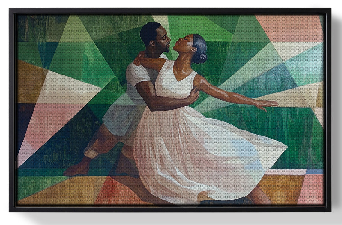 Framed Black Couple Dancing Black love wall art for home decor