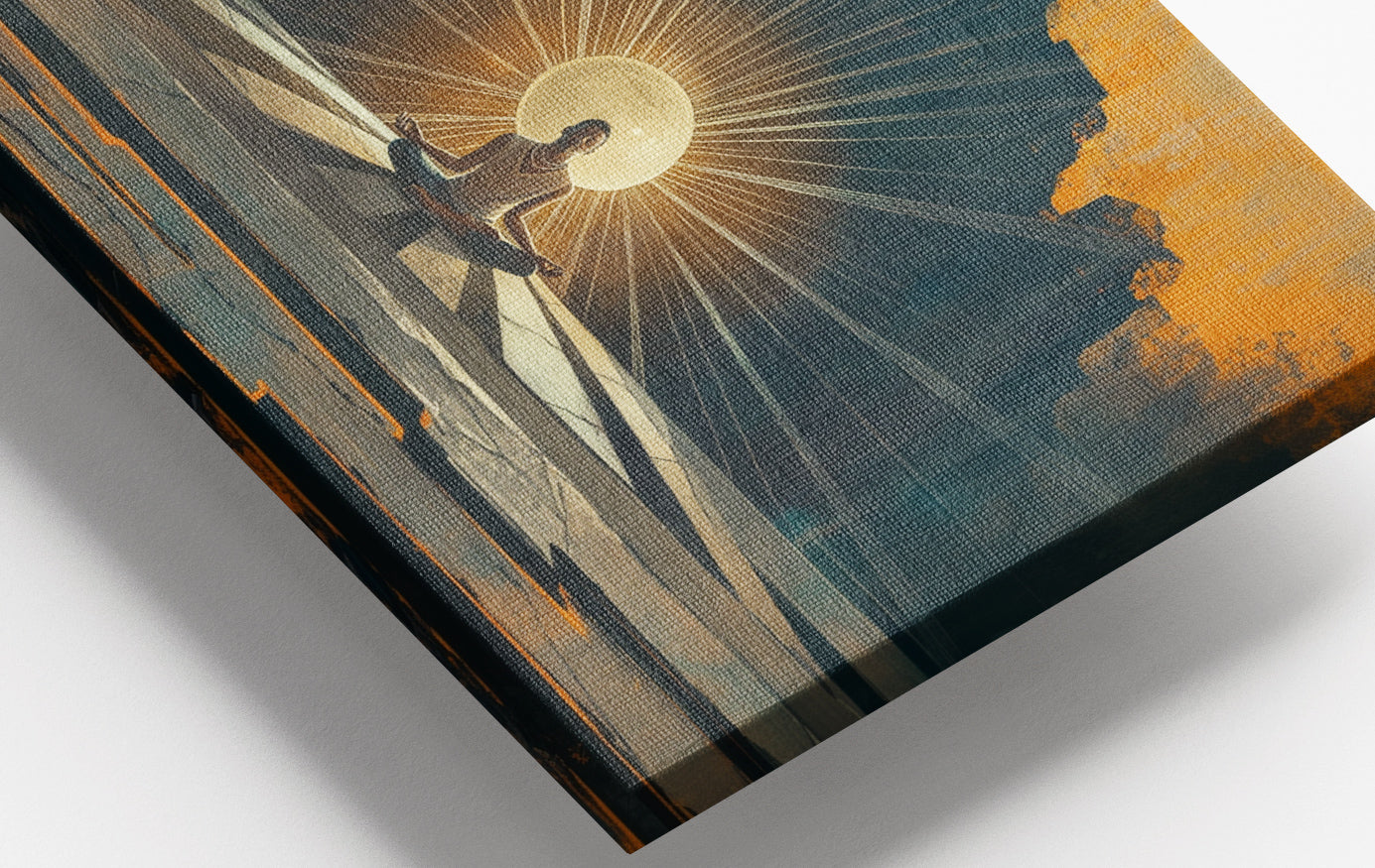 Close-up of Black Woman Meditation Sunburst African American wall art detail