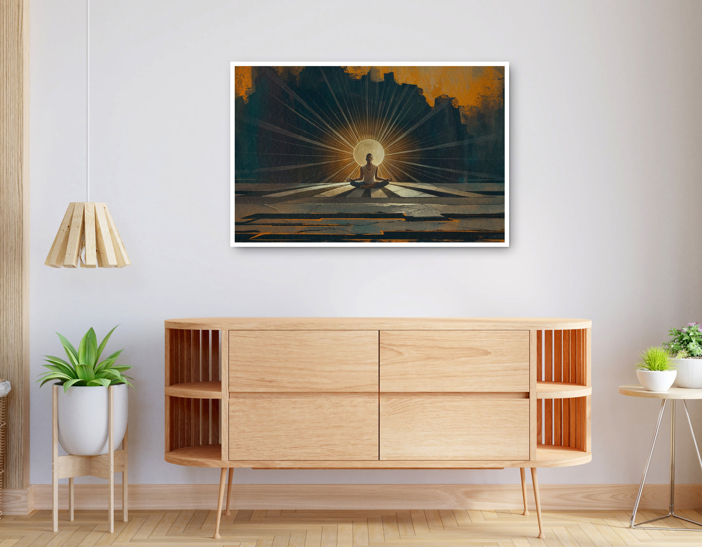 Alternate view of Black Woman Meditation Sunburst African American wall art canvas print