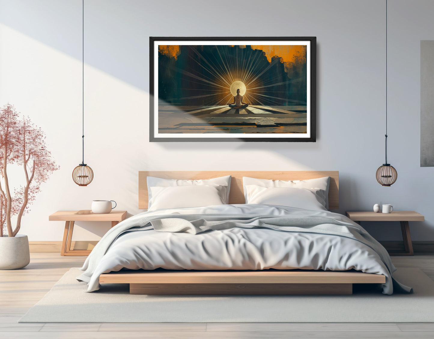 Black Woman Meditation Sunburst African American wall art view 69