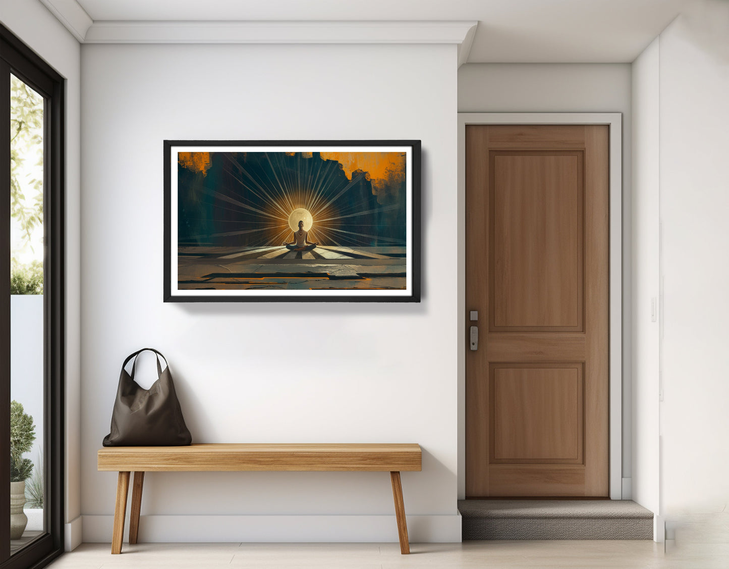 Black Woman Meditation Sunburst African American wall art view 71