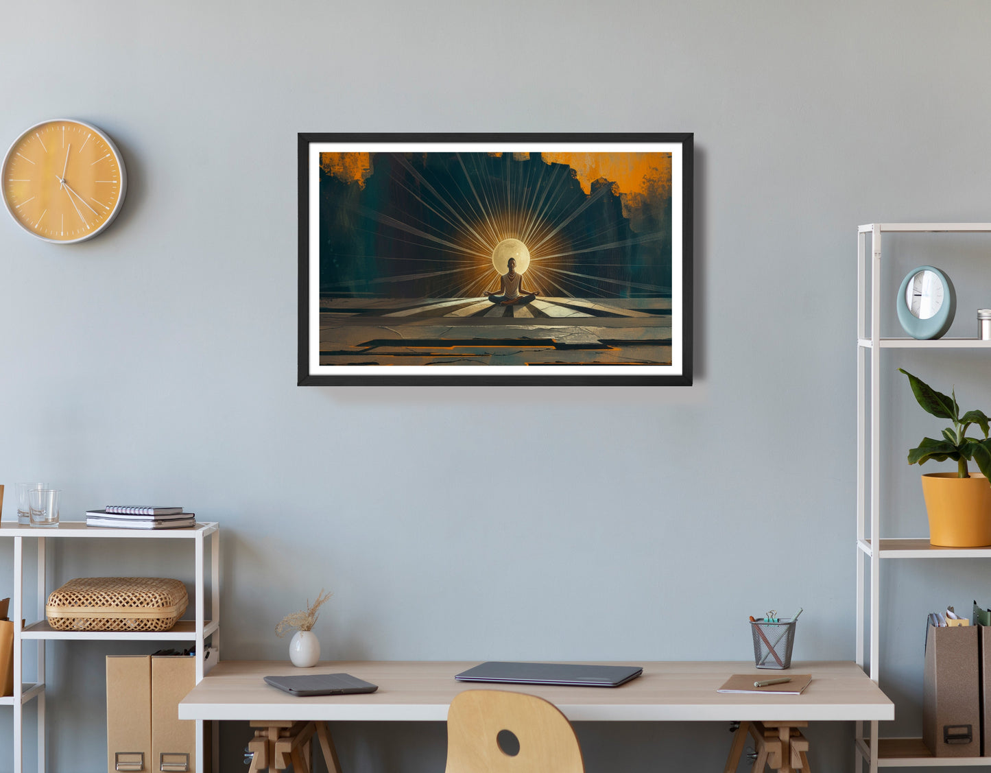 Black Woman Meditation Sunburst African American wall art view 72