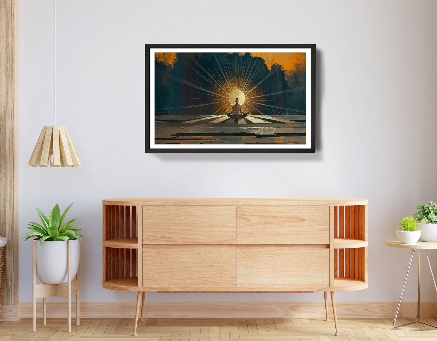 Black Woman Meditation Sunburst African American wall art view 68