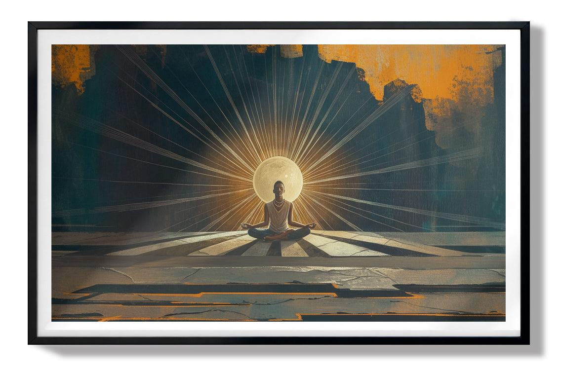 Black Woman Meditation Sunburst African American wall art view 67