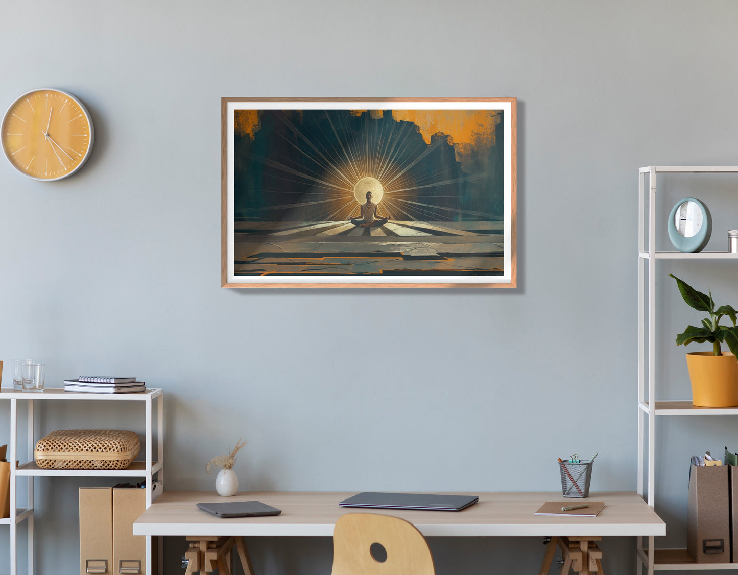 Black Woman Meditation Sunburst African American wall art view 84