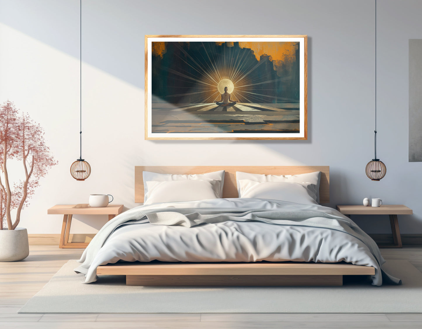 Black Woman Meditation Sunburst African American wall art view 75