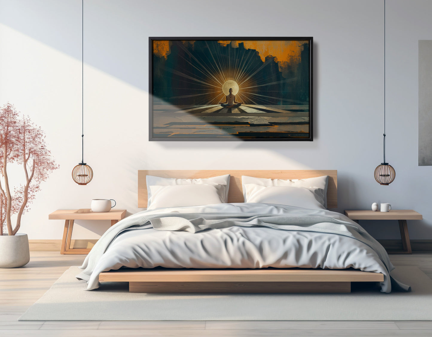 Black Woman Meditation Sunburst African American wall art view 27