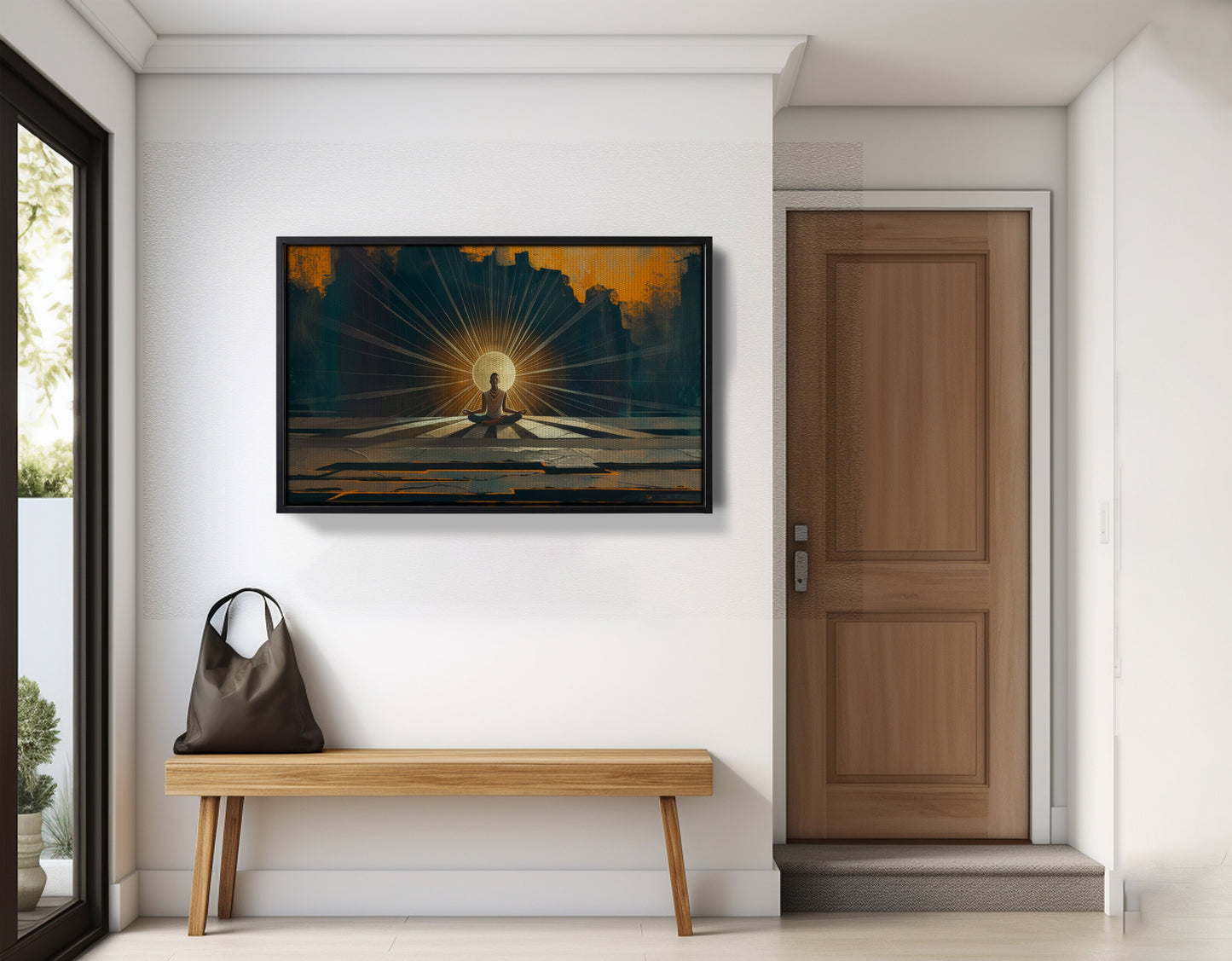 Black Woman Meditation Sunburst African American wall art view 29